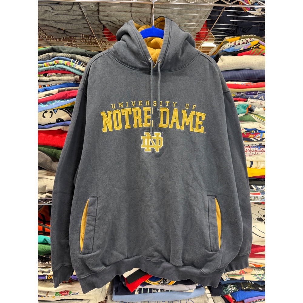 Foot Locker Notre Dame Fighting Irish Hoodie Mens XL Navy Blue Gold Embroidered
